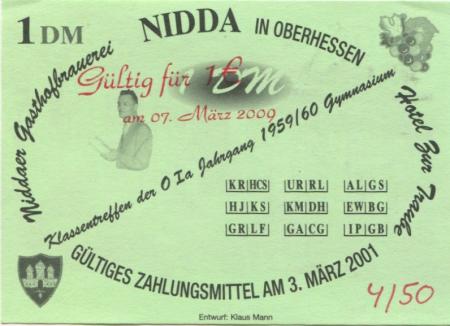 Nidda - Gasthofbrauerei und Hotel zur Traube - 7.3.2009 - 1 Euro 