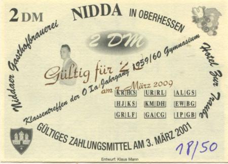Nidda - Gasthofbrauerei und Hotel zur Traube - 7.3.2009 - 2 Euro 
