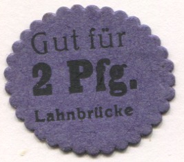 (Nieder- und Ober)Lahnstein - Lahnbrückenverwaltung - -- - 2 Pfennig 