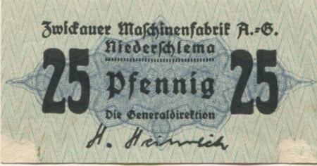 (Nieder)Schlema - Zwickauer Maschinenfabrik AG - -- - 25 Pfennig 