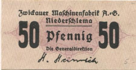 (Nieder)Schlema - Zwickauer Maschinenfabrik AG - -- - 50 Pfennig 