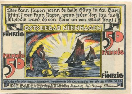 Nienhagen - Badeverwaltung - - 28.2.1922 - 50 Pfennig 