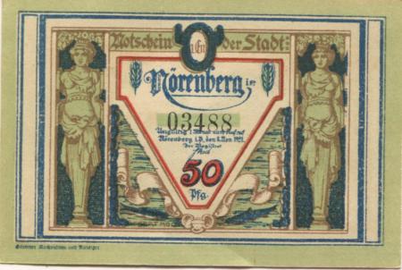 Nörenberg (heute: PL-Insko) - Stadt - 8.11.1921 - 50 Pfennig 
