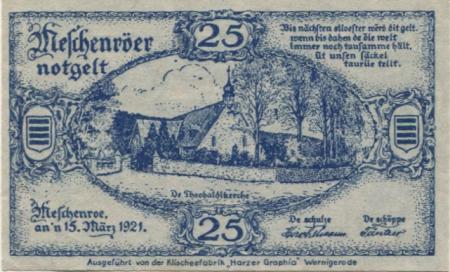 Nöschenrode (heute: Wernigerode) - Gemeinde - 15.3.1921 - 25 Pfennig 