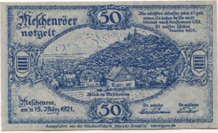 Nöschenrode (heute: Wernigerode) - Gemeinde - 15.3.1921 - 50 Pfennig 
