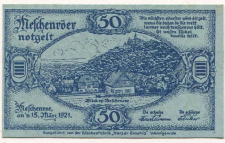 Nöschenrode (heute: Wernigerode) - Gemeinde - 15.3.1921 - 50 Pfennig 