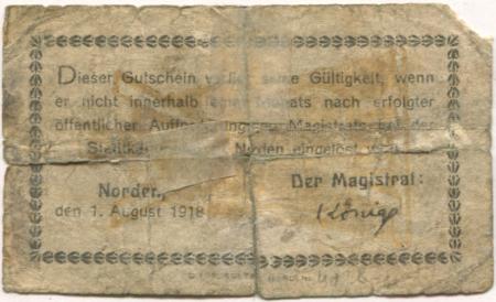 Norden - Stadt - 1.8.1918 - 50 Pfennig 
