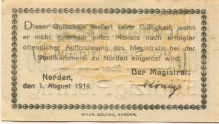 Norden - Stadt - 1.8.1918 - 50 Pfennig 