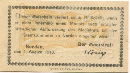 Norden - Stadt - 1.8.1918 - 50 Pfennig 