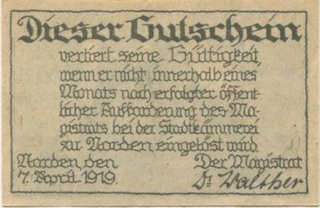 Norden - Stadt - 7.4.1919 - 25 Pfennig 