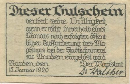 Norden - Stadt - 15.1.1920 - 25 Pfennig 