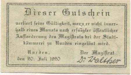 Norden - Stadt - 20.7.1920 - 25 Pfennig 
