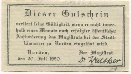 Norden - Stadt - 20.7.1920 - 25 Pfennig 