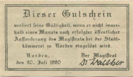 Norden - Stadt - 20.7.1920 - 25 Pfennig 