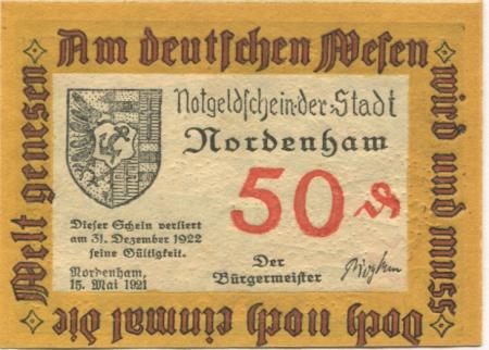 Nordenham - Stadt - 15.5.1921 - 50 Pfennig 