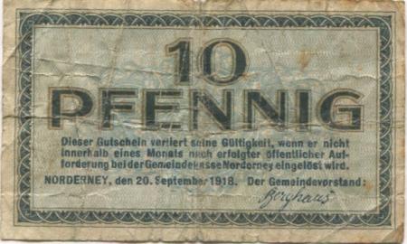 Norderney - Gemeinde - 20.9.1918 - 10 Pfennig 