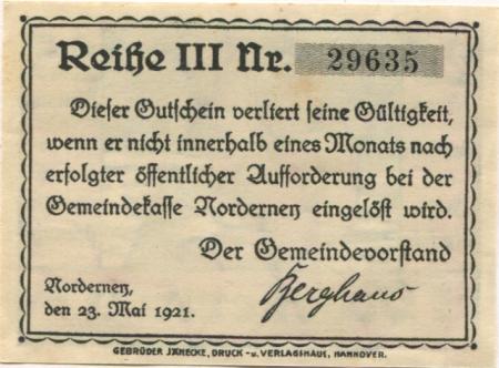 Norderney - Gemeinde - 23.5.1921 - 25 Pfennig 