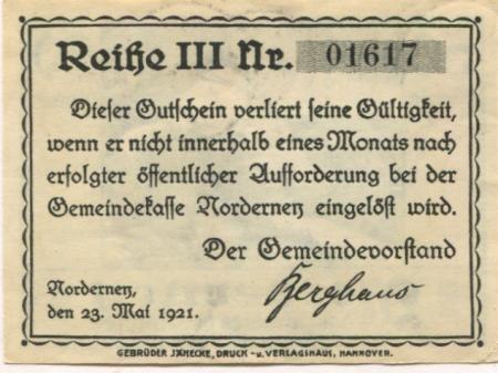 Norderney - Gemeinde - 23.5.1921 - 50 Pfennig 