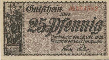 Nordhausen - Stadt - 28.10.1919 - 25 Pfennig 