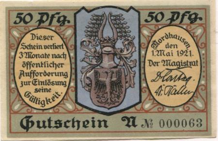 Nordhausen - Stadt - 1.5.1921 - 50 Pfennig 