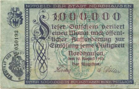 Nordhausen - Stadt - 10.8.1923 - 1 Million Mark 