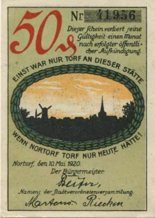 Nortorf - Stadt - 10.5.1920 - 50 Pfennig 