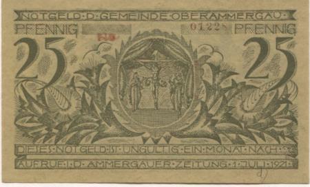 Oberammergau - Gemeinde - 1.7.1921 - 25 Pfennig 