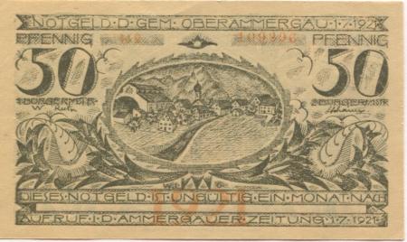 Oberammergau - Gemeinde - 1.7.1921 - 50 Pfennig 