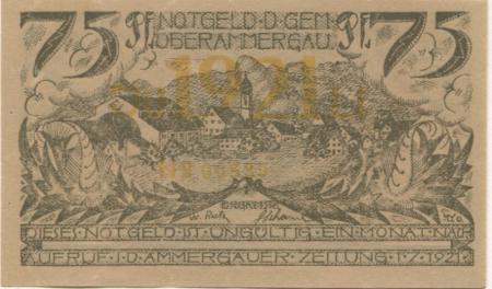 Oberammergau - Gemeinde - 1.7.1921 - 75 Pfennig 