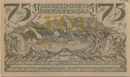 Oberammergau - Gemeinde - 1.7.1921 - 75 Pfennig 