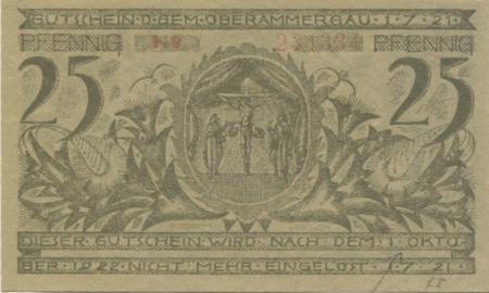 Oberammergau - Gemeinde - 1.7.1921 - 1.10.1922 - 25 Pfennig 