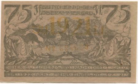 Oberammergau - Gemeinde - 1.7.1921 - 1.10.1922 - 75 Pfennig 