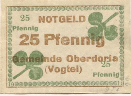 Oberdorla (heute: Vogtei) - Gemeinde - 1918 - 25 Pfennig 