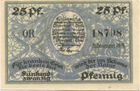 Oberhof - Gemeinde - 15.12.1919 - 25 Pfennig 