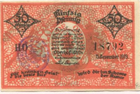 Oberhof - Gemeinde - 15.12.1919 - 50 Pfennig 