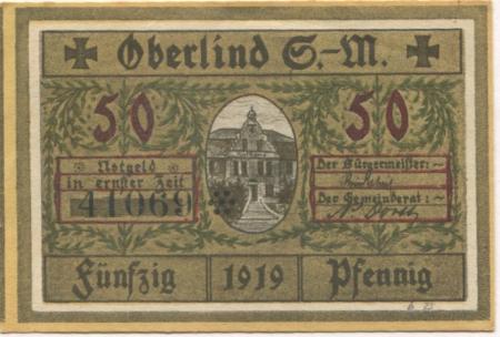 Oberlind (heute: Sonneberg) - Gemeinde - 1919 - 50 Pfennig 