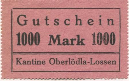 (Ober)Lödla und Lossen (heute: Göhren) - Grube Herzog Ernst, Kantine - -- - 1000 Mark 