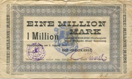 Oberlungwitz - Girokasse - 2.8.1923 - 1 Million Mark 