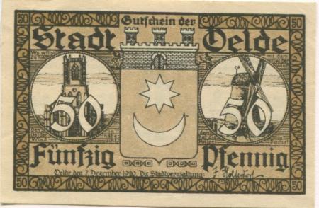 Oelde - Stadt - 7.12.1920 - 50 Pfennig 