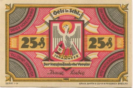 Oels (heute: PL-Olesnica) - Kaufmännischer Verein - -- - 25 Pfennig 