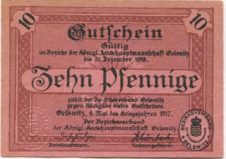 Oelsnitz - Amtshauptmannschaft - 6.5.1917 - 31.12.1918 - 10 Pfennig 