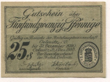 Oelsnitz - Amtshauptmannschaft - 1.12.1918 - 31.12.1920 - 25 Pfennig 