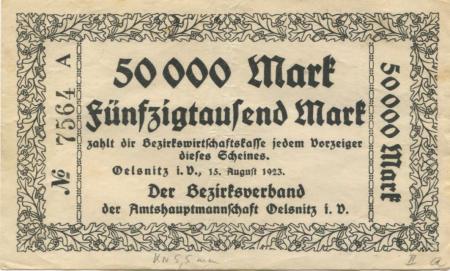 Oelsnitz - Amtshauptmannschaft - 15.8.1923 - 50000 Mark 