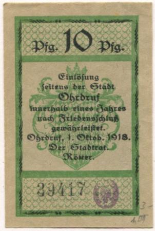Ohrdruf - Stadt - 1.10.1918 - 10 Pfennig 