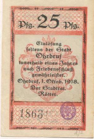 Ohrdruf - Stadt - 1.10.1918 - 25 Pfennig 