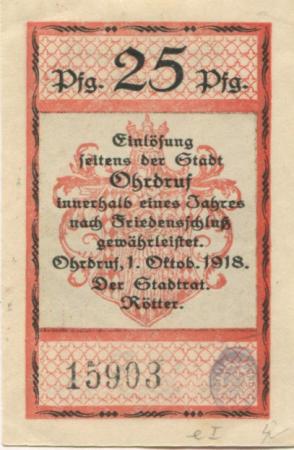 Ohrdruf - Stadt - 1.10.1918 - 25 Pfennig 