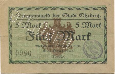 Ohrdruf - Stadt - 1.11.1918 - 5 Mark 