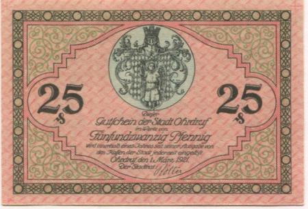 Ohrdruf - Stadt - 1.3.1921 - 25 Pfennig 
