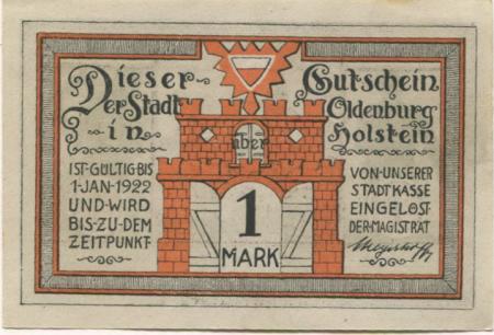 Oldenburg - Stadt - - 1.1.1922 - 1 Mark 