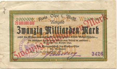 Olpe - Kreis - 26.10.1923 - 20 Milliarden Mark 